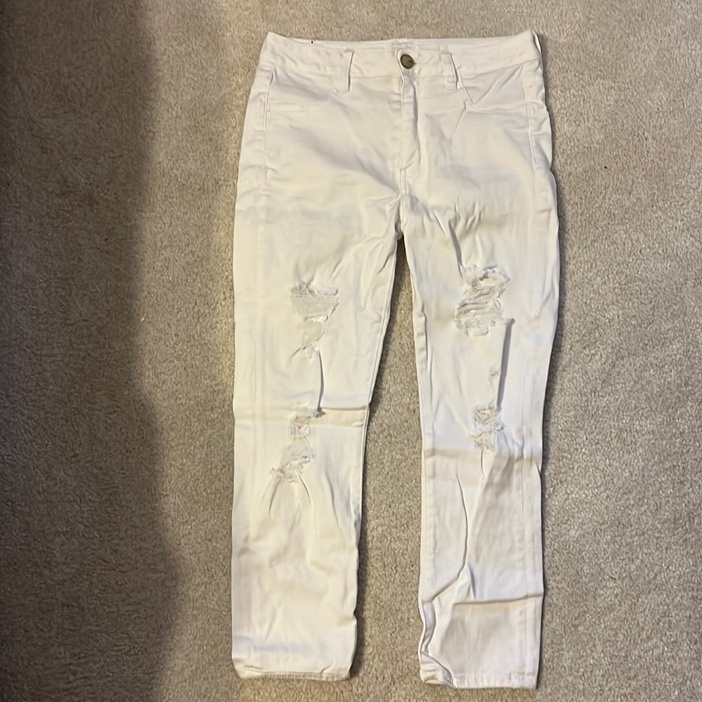 American Eagle White Hi-Rise Jegging Crop 10R